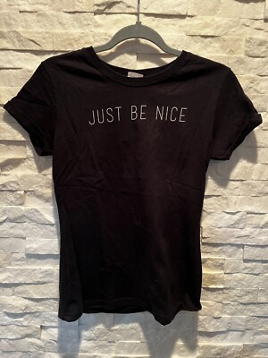 EUC Girls Juniors Teens JUST BE Nice S/S T Shirt Top Yazbek Ella Brand Black M