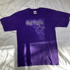 Vintage Bayside Heavyweight T Shirt L 90s USA Made West Virginia Purple