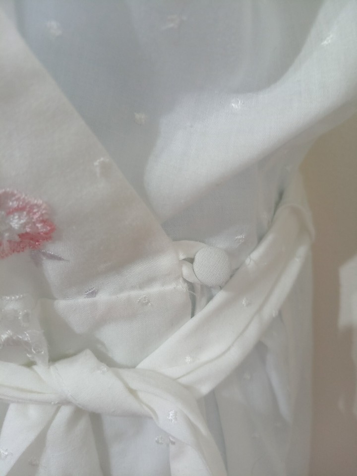 Vintage 90s St Michael White Broderie Anglais Long Robe 14 Summer