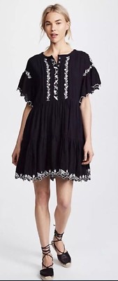 Free People Santiago Embroidered Mini Dress Black XS Free People Santiago Embroidered Mini Dress Black XS