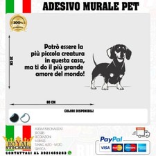 Adesivo murale decorativo PET cucciolo cane bassotto con frase divertente amore