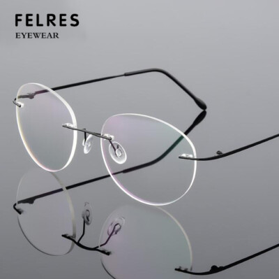 Metal Rimless Reading Glasses For Men Round Anti Blue Light