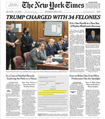 TRUMP PLEADS NOT GUILTY New York Times Newspaper Court 34 Felonies 4/5 ...