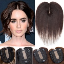 Women Hair Topper Hairpiece Clip In Wiglet Real Remy Human Hair Silk Base Toupee