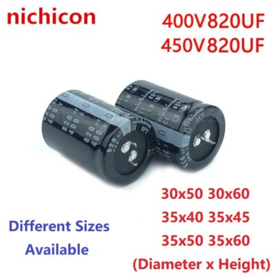 2Pcs Nichicon 820uF 400V 820uF 450V 400v820uf 450V820UF Snap-in PSU Capacitor