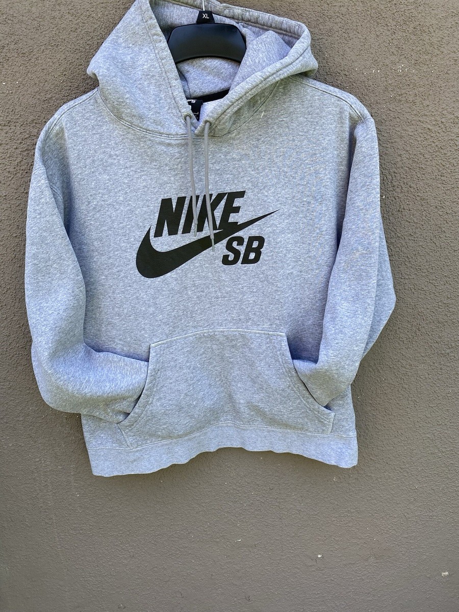Nike SB Logo Skateboarding Pullover Hoodie Size L Large Gray | eBay