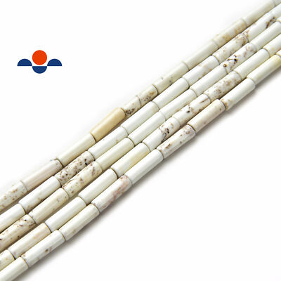 White Turquoise Round Tube Beads Size 4x13mm 15.5'' Strand