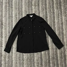 Charming Charlie Womens Top Black Size Medium Long Sleeve Polyester Sheer