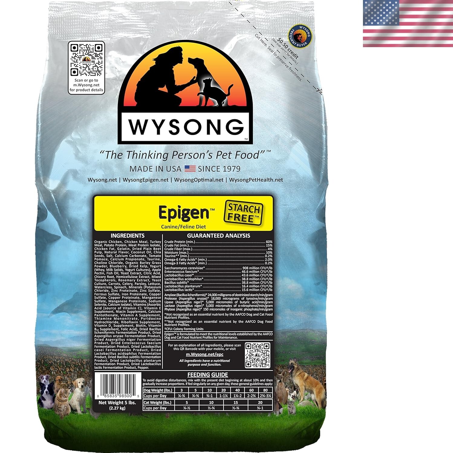 Innovative Starch-Free Epigen Kibble - 5lb Bag for Cats and 