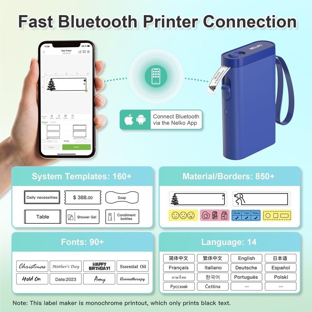Bluetooth Label Maker P21 Wireless Mini Printer with Tape for Easy Labeling