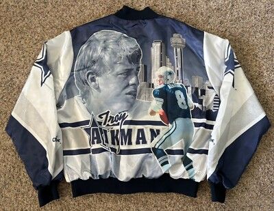 #ad #ad Vintage 90s Troy Aikman Dallas Cowboys Chalk Line Fanimation Jacket Size XL NFL $499.95