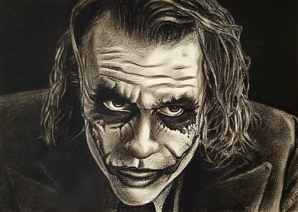 Joker Heath Ledger Original Art The Dark Knight Original Charcoal Drawing Concreteresultsbrady Com