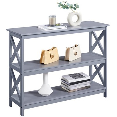 Yaheetech Console Table with 3 Storage Shelves, 42  L × 14  W × 31.5  H, Grey