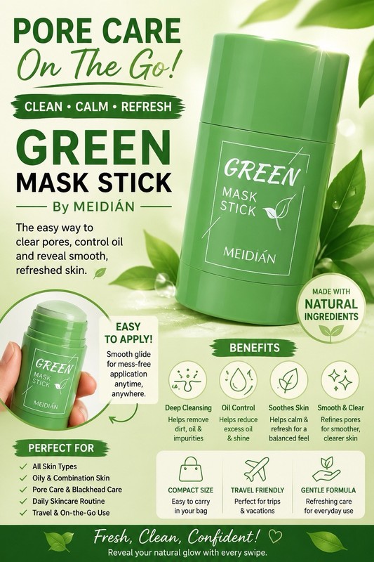MEIDIAN Green Mask Stick Face Deep Cleansing Oil Control for Blackheads