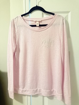 Victoria's Secret Bombshell Pink Long Sleeve Embroidered Pullover Women's Size M