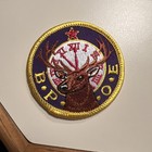 Vintage B.P.O.E. Elks Patch, Elk W/11th Hour Clock, BPO Yellow Thread Edges — photo 2