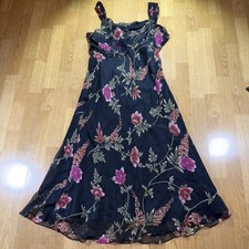 Y2K Women’s Silk Evening Shift Dress Sz 16 Whimsygoth Grunge Lined Sheer Love