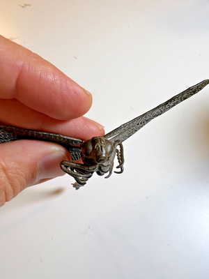 FINE Antique Japanese Articulated Bronze Dragonfly Dragon Fly