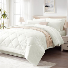 California King Comforter Set Ivory, 7 Pieces California King Bed in a Bag, All