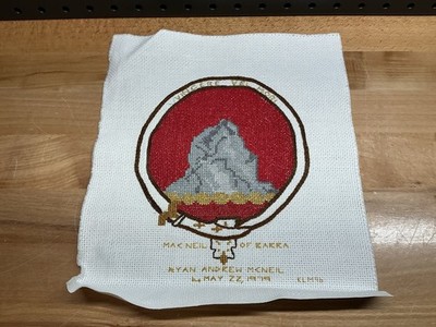 Vtg 1979 Needlepoint Cross Stitch Finished Unframed MacNeil Vincere Veil Mori