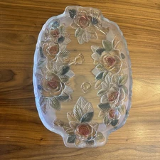 Studio Nova Beauty Rose Two-handled Oblong Serving Tray Pink floral