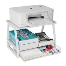 2-Tier Printer Stand with Storage, Desktop Organizer with Drawers for Printer...