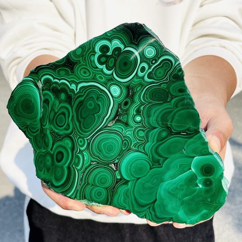 3.85LB Natural malachite slice quartz crystal luster mineral specimen