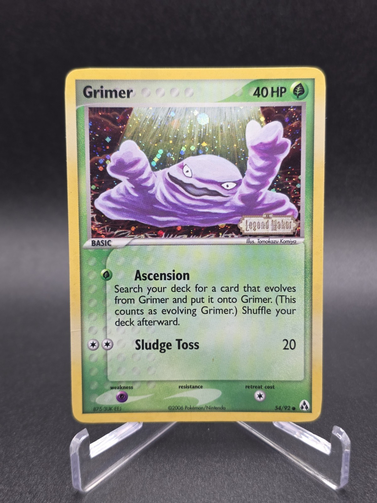 Pokemon TCG | Grimer 54/92 EX Legend Maker Reverse Holo Stamped Card 2006 