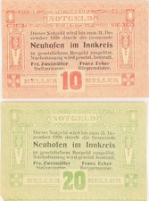 Lot 2 Notes Austrian Notgeld 1920 ''Neuhofen im Innkreis'' XF