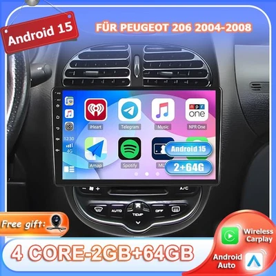 Android 15 FÜR Peugeot 206 2004-2008 CarPlay Autoradio GPS Navi RDS DAB+DSP 64GB - Bild 1 von 4