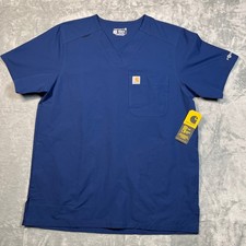 Carhartt Scrub Top Men Medium Navy Blue Force Rugged Flex Modern Fit
