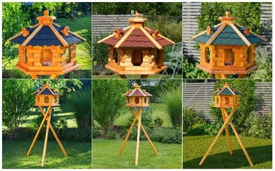 Vogelhaus von klein-XXL, wählbar mit oder ohne Ständer und Solarbeleuchtung V16