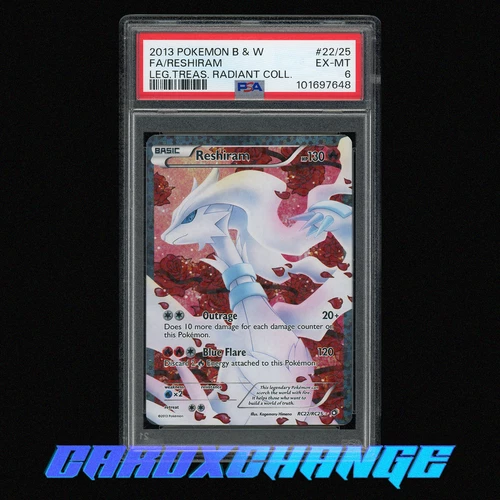 2013 Pokemon BW Legendary Treasures 22 Reshiram Full Art Radiant PSA 6 EX