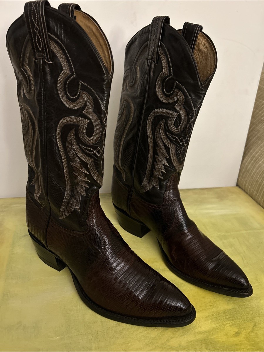 VTG Tony Lama Teju Lizard Skin Cowboy Boots 8.5 EEE Extra Wide Brown USA Made Tony Lama Boots - Etsy main image 4
