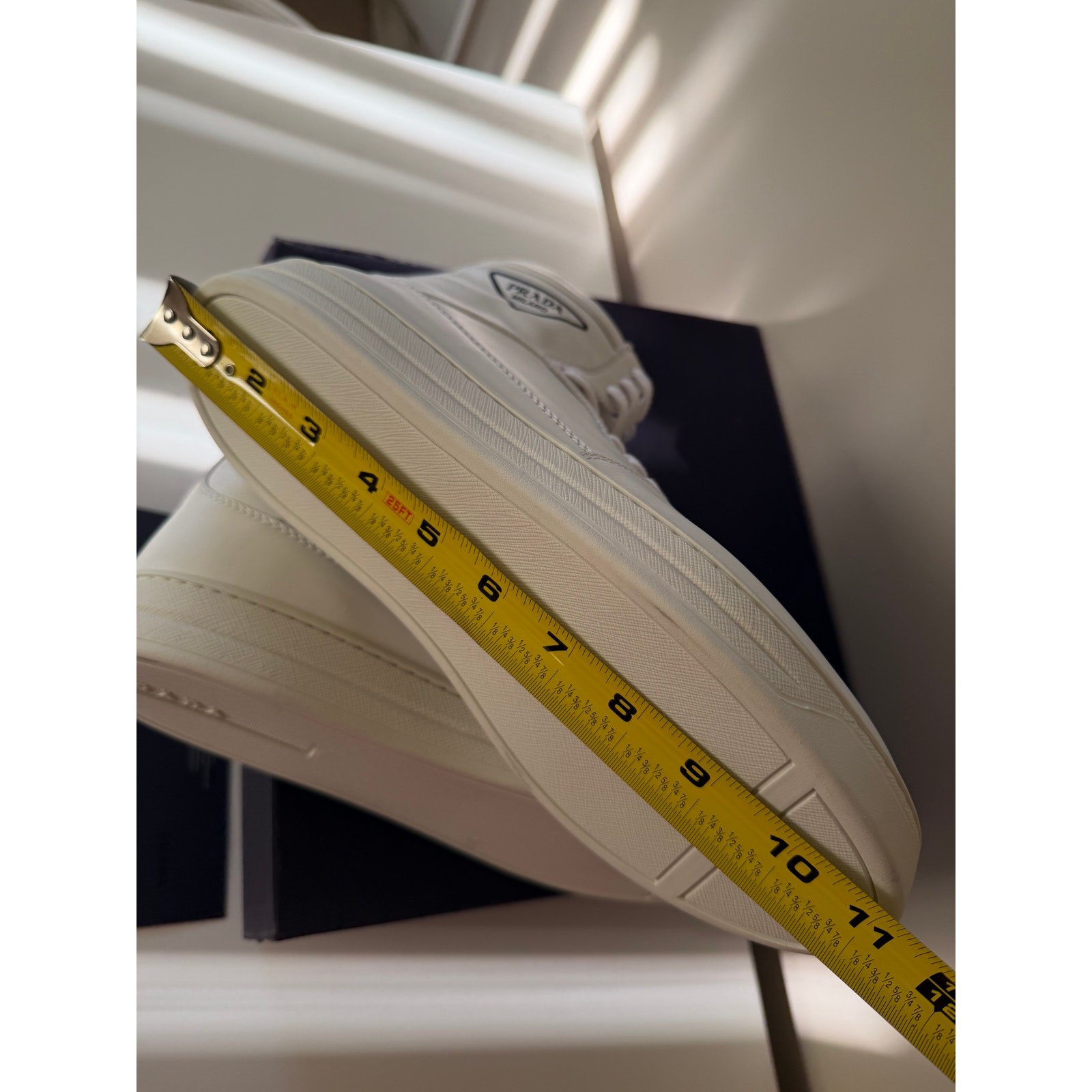 Prada White Sneakers Vitello High Top Leather Trainers Size 41 100% Authentic  thumbnail 6