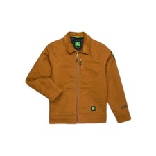 John Deere Boys Tractor Jacket Brown Zip Up Durable Tough Size L 10-12