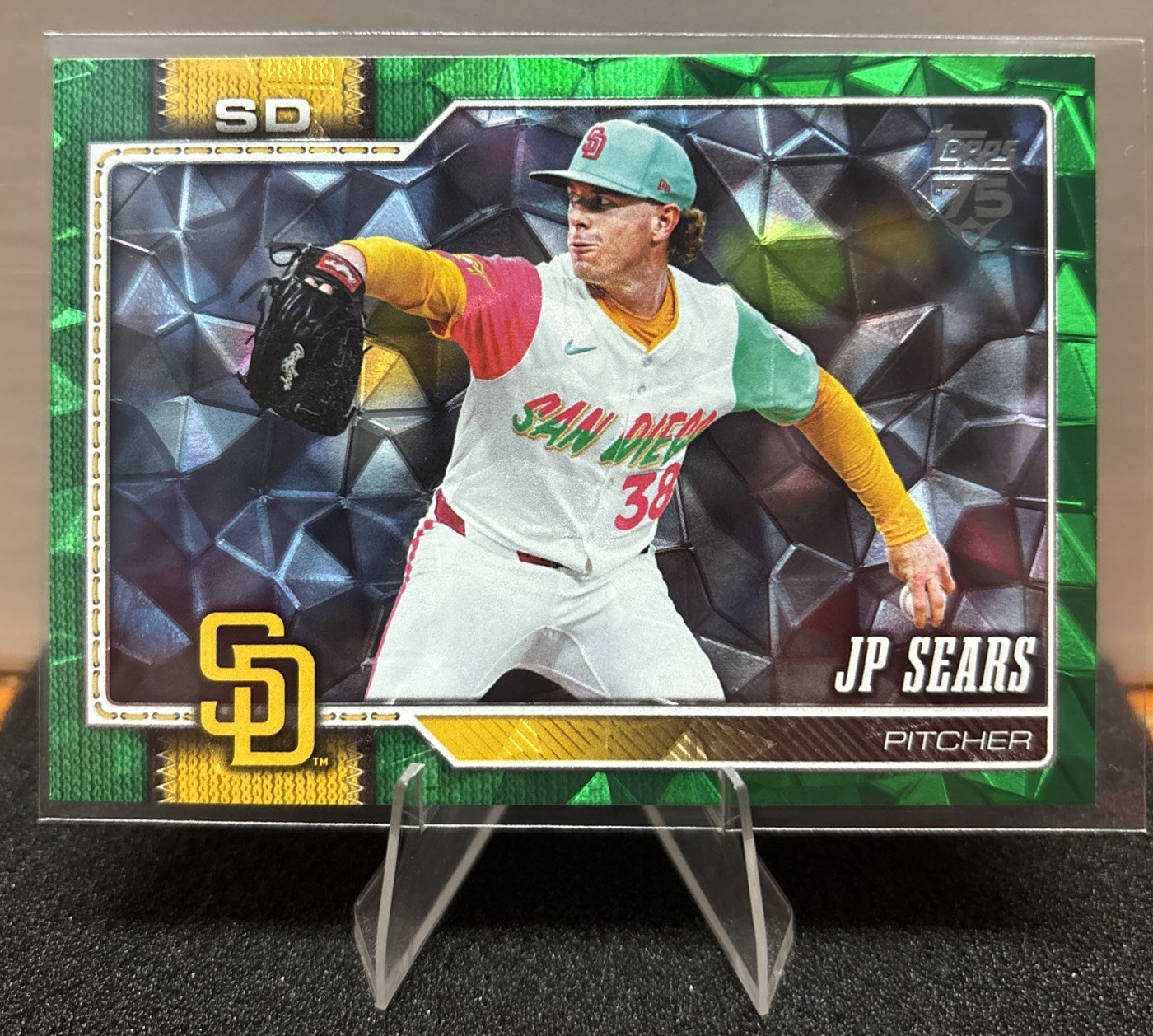 2026 TOPPS SERIES 2 JP SEARS SP GREEN DIAMANTE FOIL #’d /99 NO. 559 PADRES