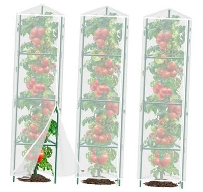 3 Pack Garden Bird Netting Plant Cover for Triangle Tomato Cage, Triangle White