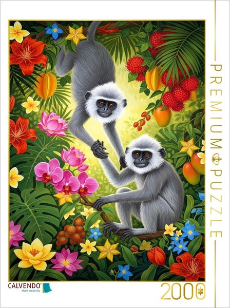 Calvendo Puzzle Langurs Among The Flowers | 2000 Pieces, Finished Size 35.4 × 26-image