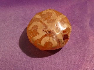 ANCIENT WEST. ASIAN PERSIAN LINE DECORATED TABULAR 4 ZONED COLLECTOR'S BEAD 16 8