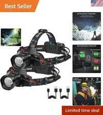 Rechargeable Headlamp Super Bright 99000 Lumens, 2Pack LED Head Lamp with 3 M...
