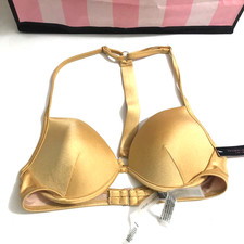 Victoria's Secret Shine Strap Fabulous Push Up Bikini Swim Top Gold NWT
