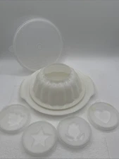 Vintage 6 Piece Tupperware #616-5 White Jello Mold 4 Patterns Jel-N-Serve