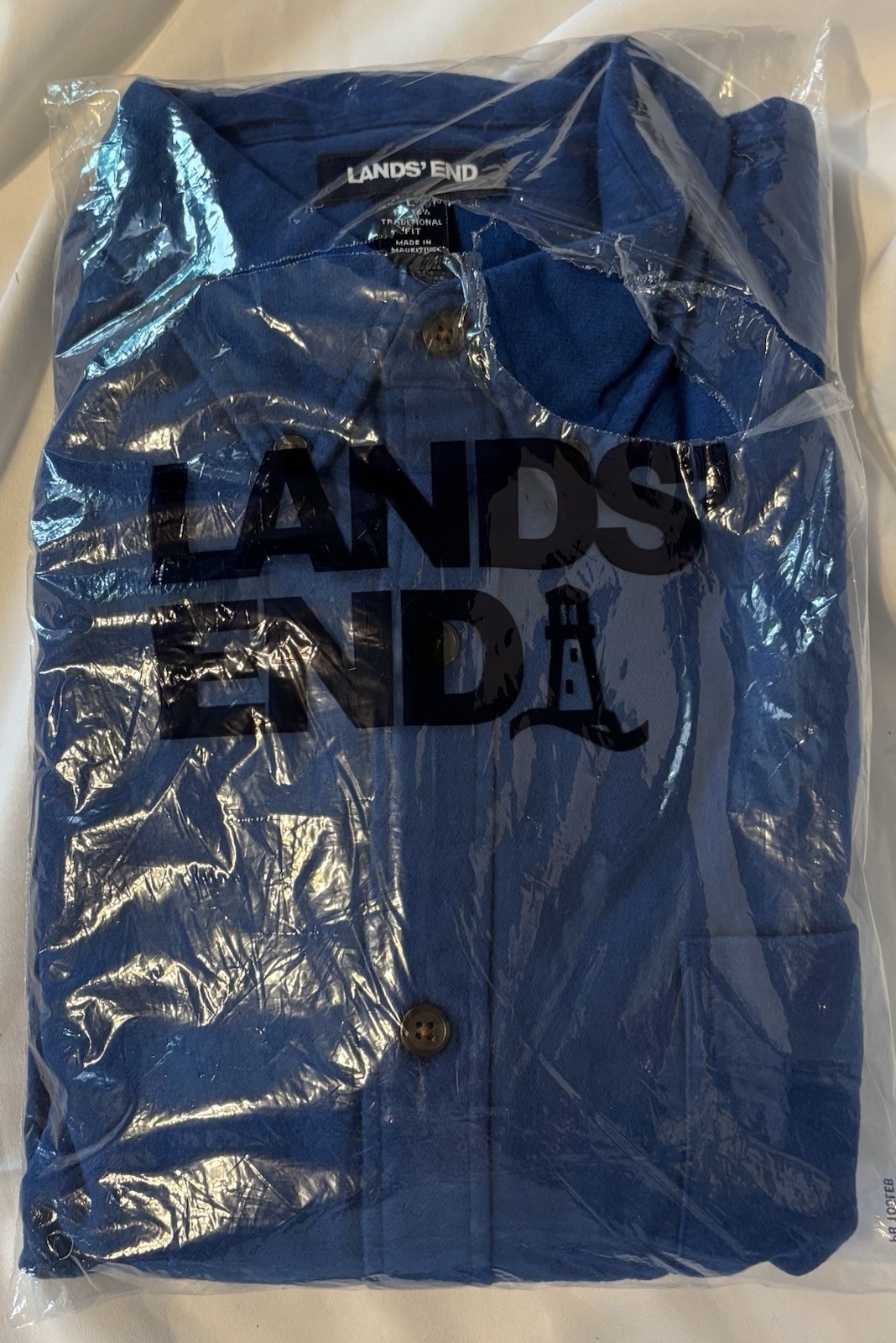 Lands End LS Button Down Shirt Cobalt Blue New In Package Large, Traditional Fit