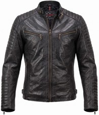 Herren Bikerjacke aus echtem Leder gesteppte ...