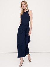Banana Republic M Medium Knit Wrap Midi Dress Navy NWOT! #9000068