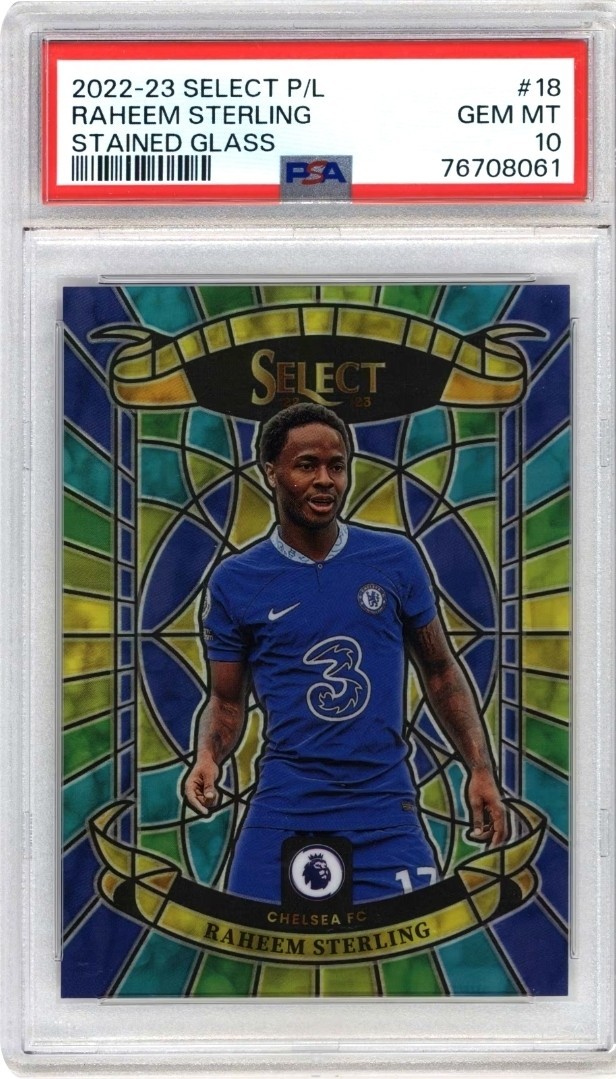 2022-23 Panini Select EPL Raheem Sterling Stained Glass PSA 10 CASE HIT POP 2 🔥