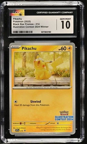 Pokémon 2025 Pikachu Illus. Contest 2024 Winner Black Star Promos #214 CGC 10