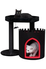 Gothic Cat Tree Castle, Black Cat Tower with Coffin Cat Bed, Spacious Cat Con...
