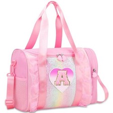 Personalized Initial Dance Bag for Girls - Toddler Travel duffle bag Pink A